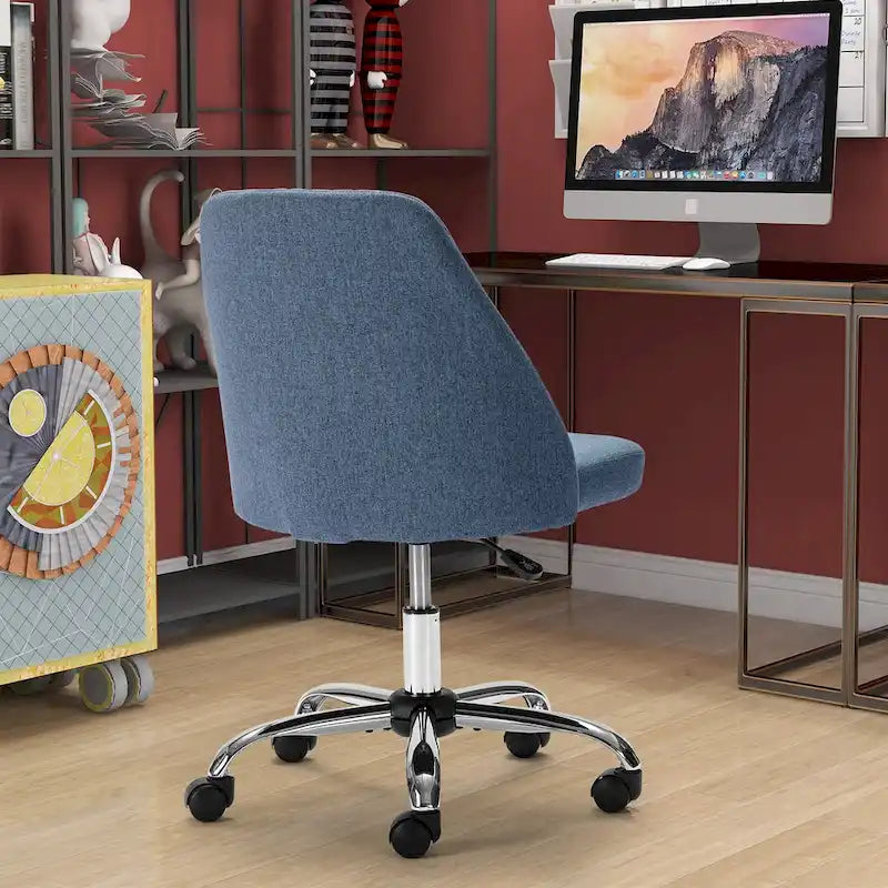 Office Desk Chair, Modern Cute Rolling Vanity Swivel Task Chairs with Wheels, Armless for Home, Bedrooms, Office, Study, Student