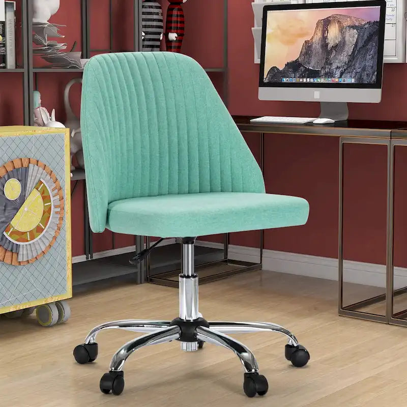 Office Desk Chair, Modern Cute Rolling Vanity Swivel Task Chairs with Wheels, Armless for Home, Bedrooms, Office, Study, Student