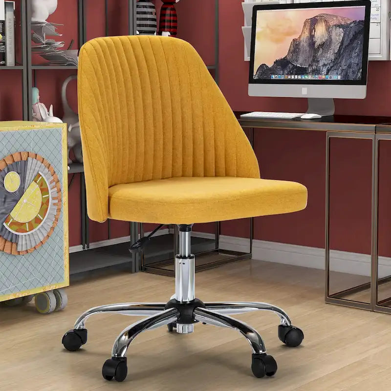 Office Desk Chair, Modern Cute Rolling Vanity Swivel Task Chairs with Wheels, Armless for Home, Bedrooms, Office, Study, Student