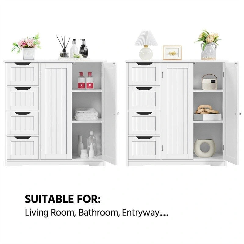 Wooden Bathroom Floor Cabinet - 12D x 32W x 33H