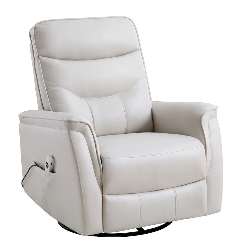 Swivel Power Recliner Faux Leather Glider with USB Port