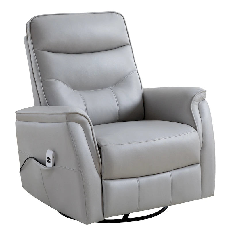 Swivel Power Recliner Faux Leather Glider with USB Port