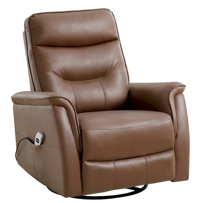 Swivel Power Recliner Faux Leather Glider with USB Port
