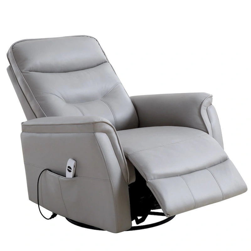 Swivel Power Recliner Faux Leather Glider with USB Port