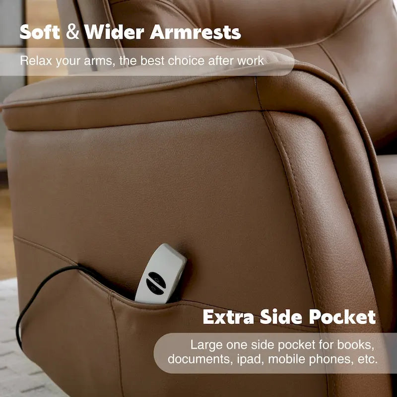 Swivel Power Recliner Faux Leather Glider with USB Port