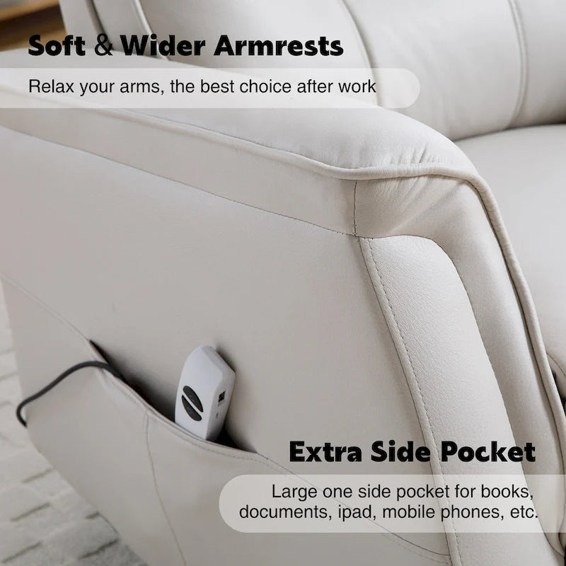 Swivel Power Recliner Faux Leather Glider with USB Port